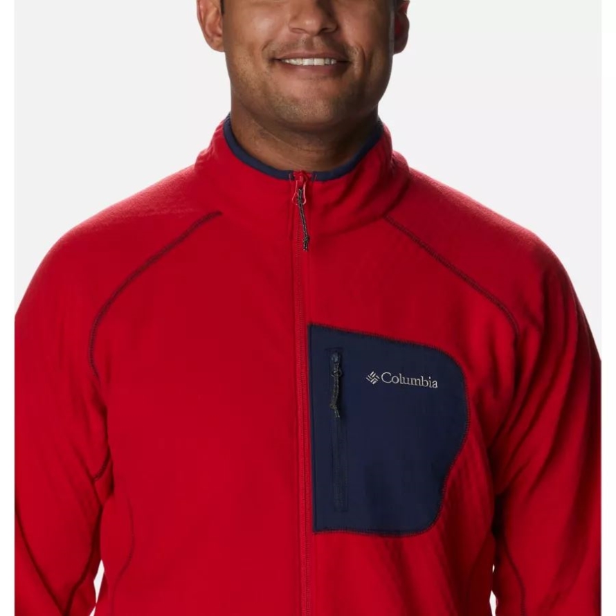 Mountain Red/Collegiate Navy Men's Outdoor Tracks Full Zip Fleece Jacket Columbia