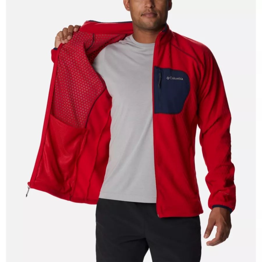 Mountain Red/Collegiate Navy Men's Outdoor Tracks Full Zip Fleece Jacket Columbia