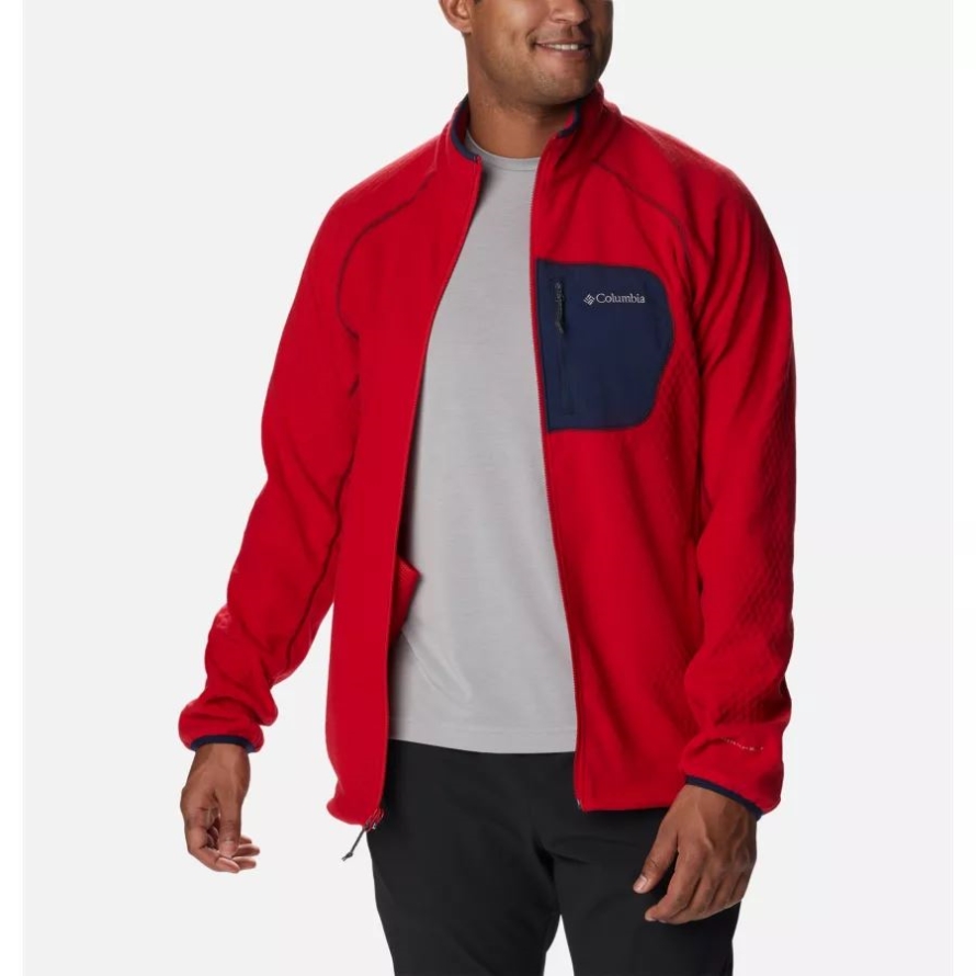 Mountain Red/Collegiate Navy Men's Outdoor Tracks Full Zip Fleece Jacket Columbia