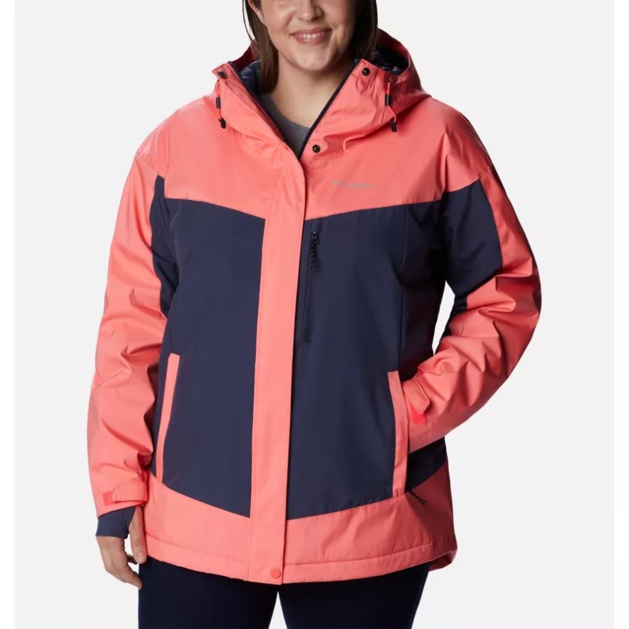 Neon Sunrise Sheen/Nocturnal Women's Point Park Insulated Jacket Plus Size Columbia