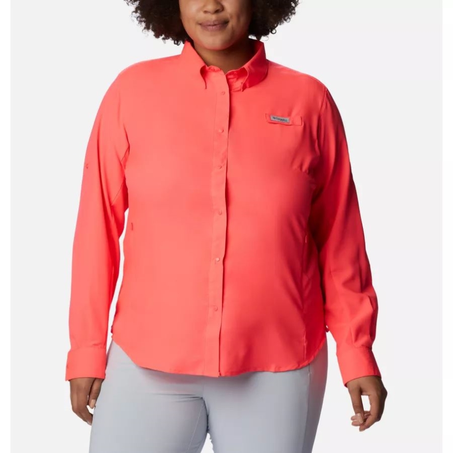 Neon Sunrise Women's PFG Tamiami II Long Sleeve Shirt Plus Size Columbia