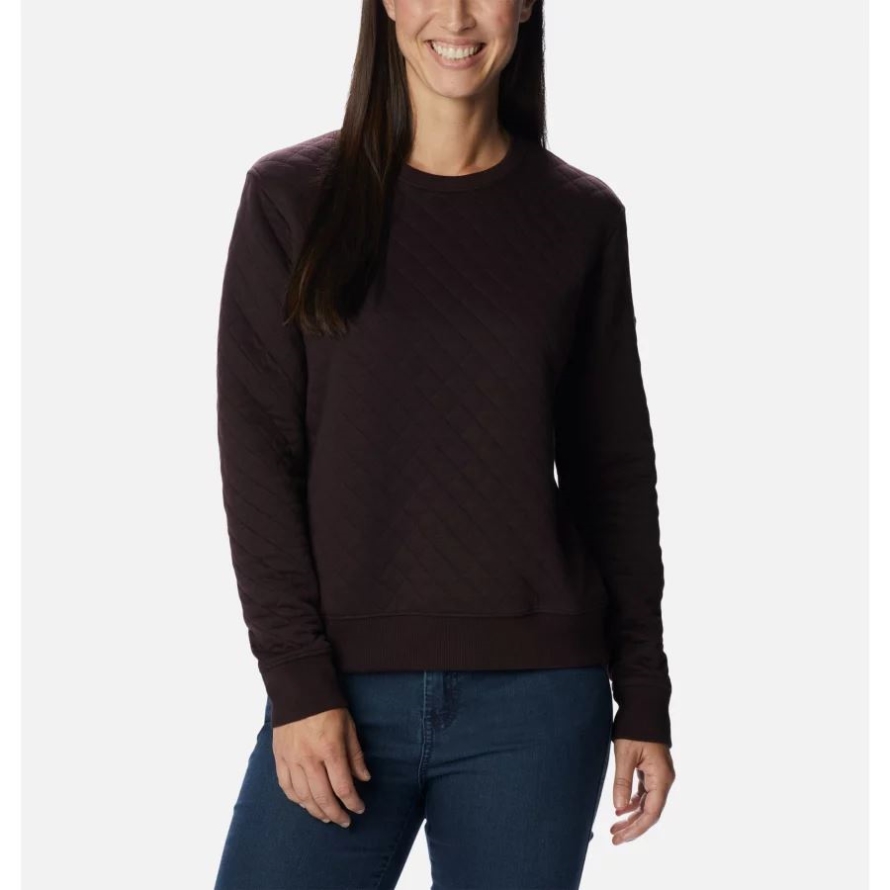 New Cinder Columbia Women's Columbia Lodge Quilted Crew Sweatshirt