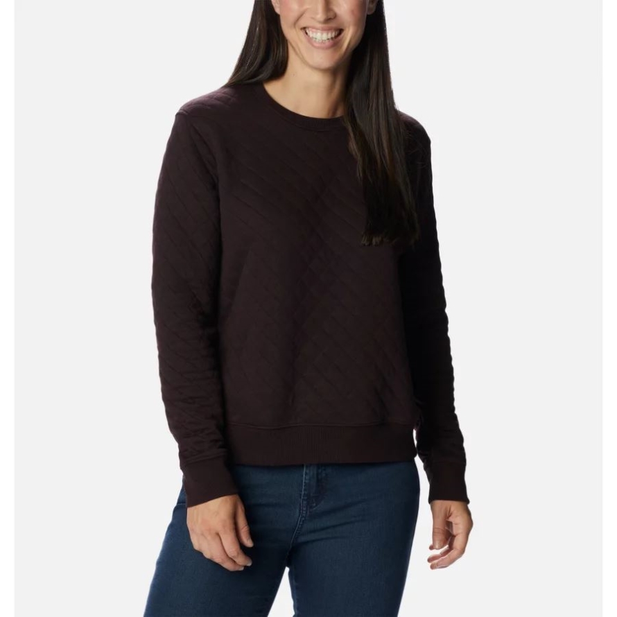New Cinder Columbia Women's Columbia Lodge Quilted Crew Sweatshirt