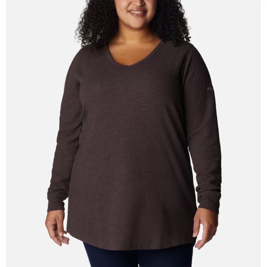 New Cinder Heather Columbia Women's Pine Peak Long Sleeve Thermal Tunic Plus Size
