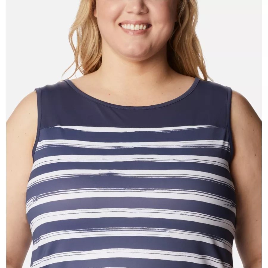 Nocturnal Brush Stripe Columbia Women's Chill River Tank Plus Size