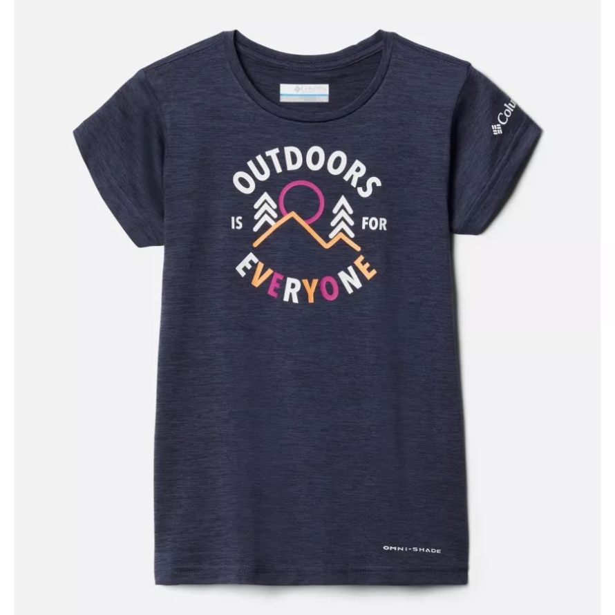 Nocturnal Heather All Together 2 Girls' Mission Peak Short Sleeve Graphic T-Shirt Columbia