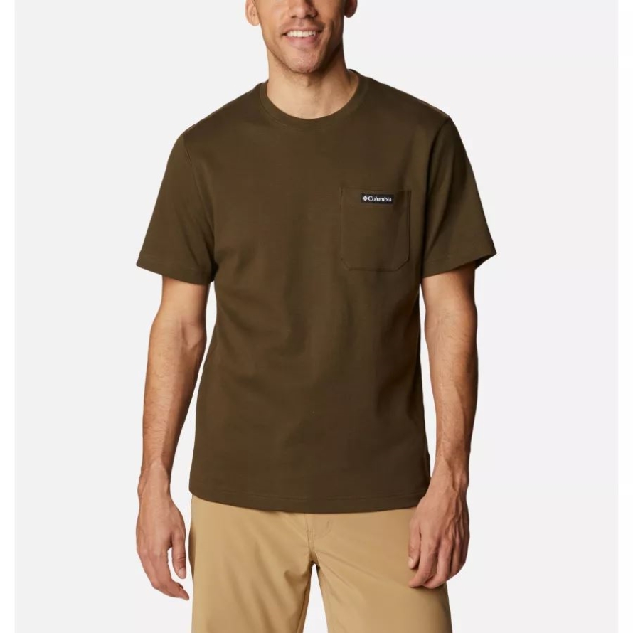 Olive Green Columbia Men's Heritage Park Pocket T-Shirt