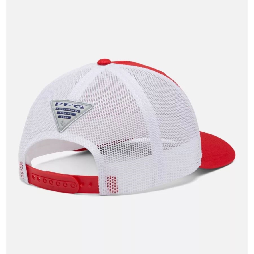 PFG Fish Flag Mesh Snapback High Crown Red Spark/Georgia Flag Columbia