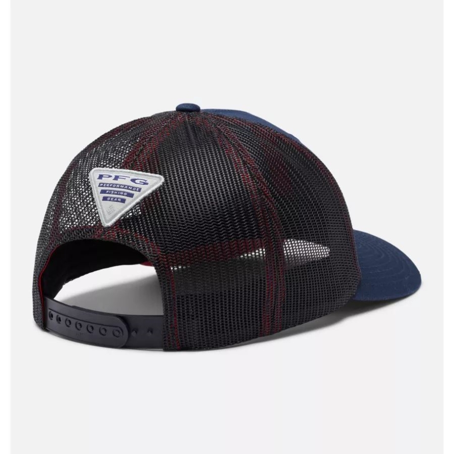 PFG Fish Flag Mesh Snapback Mid Crown Collegiate Navy/Sunset Red Columbia