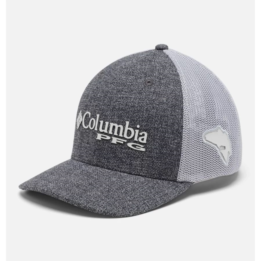 PFG Logo Mesh Ball Cap Mid Crown Grill Heather/Cool Grey Columbia