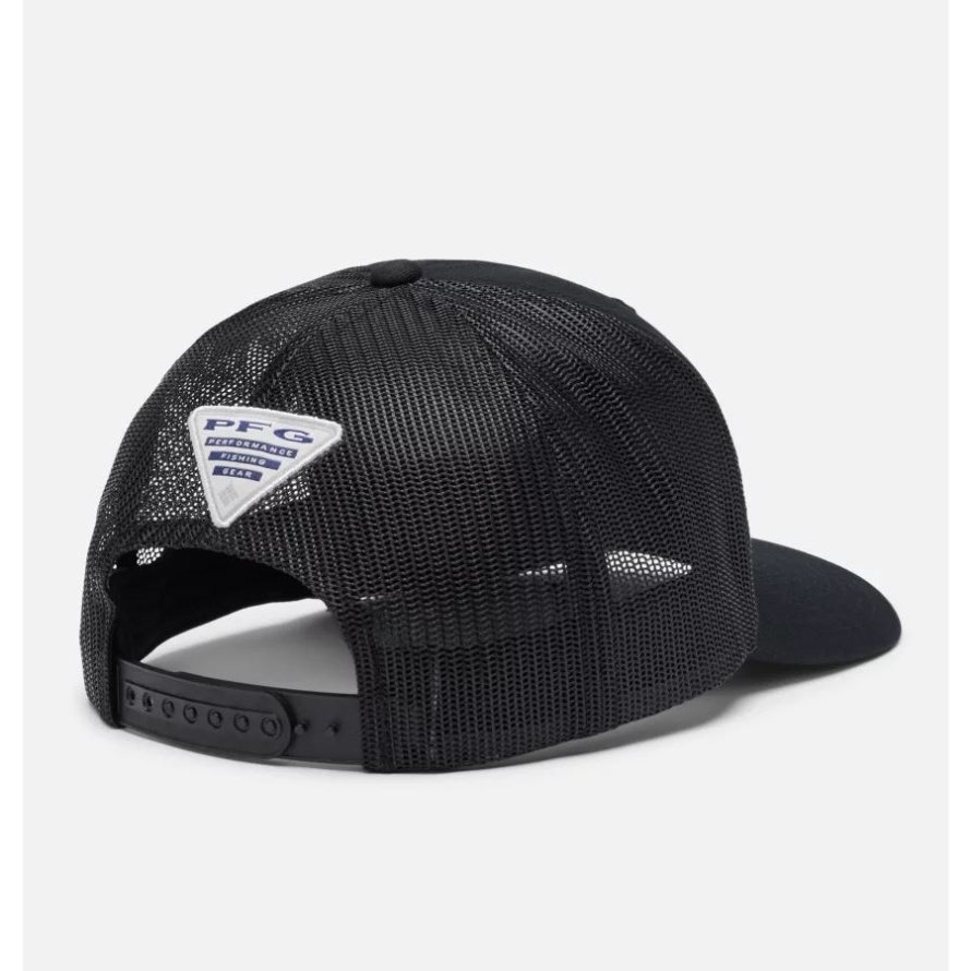 PFG Mesh Snap Back Hooks Ball Cap High Crown Columbia Black/PFG Hook