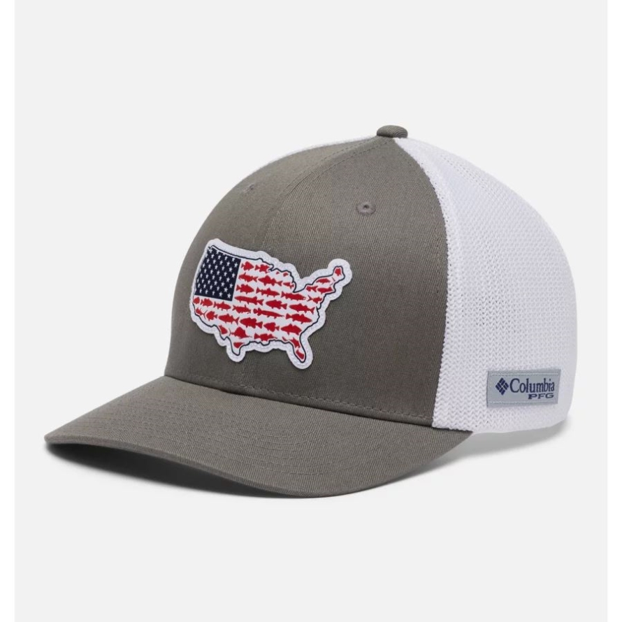PFG Mesh Stateside Ball Cap Titanium/USA Patch Columbia