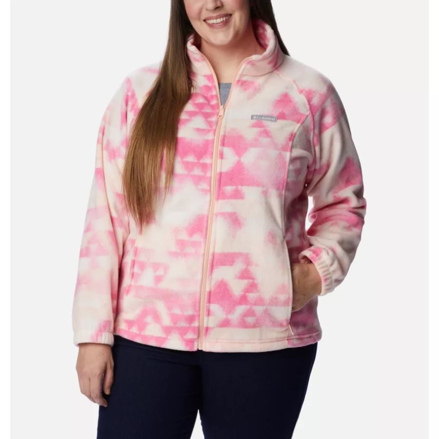 Peach Blossom/Distant Peaks Columbia Women's Benton Springs Printed Full Zip Fleece Jacket Plus Size