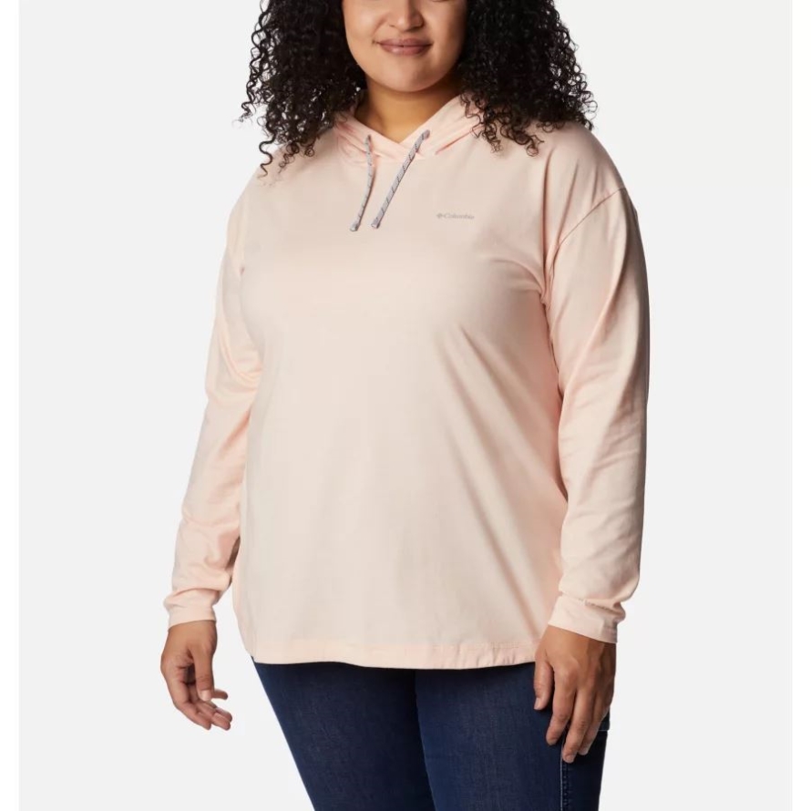 Peach Blossom Heather Columbia Women's Sun Trek Hooded Pullover Plus Size