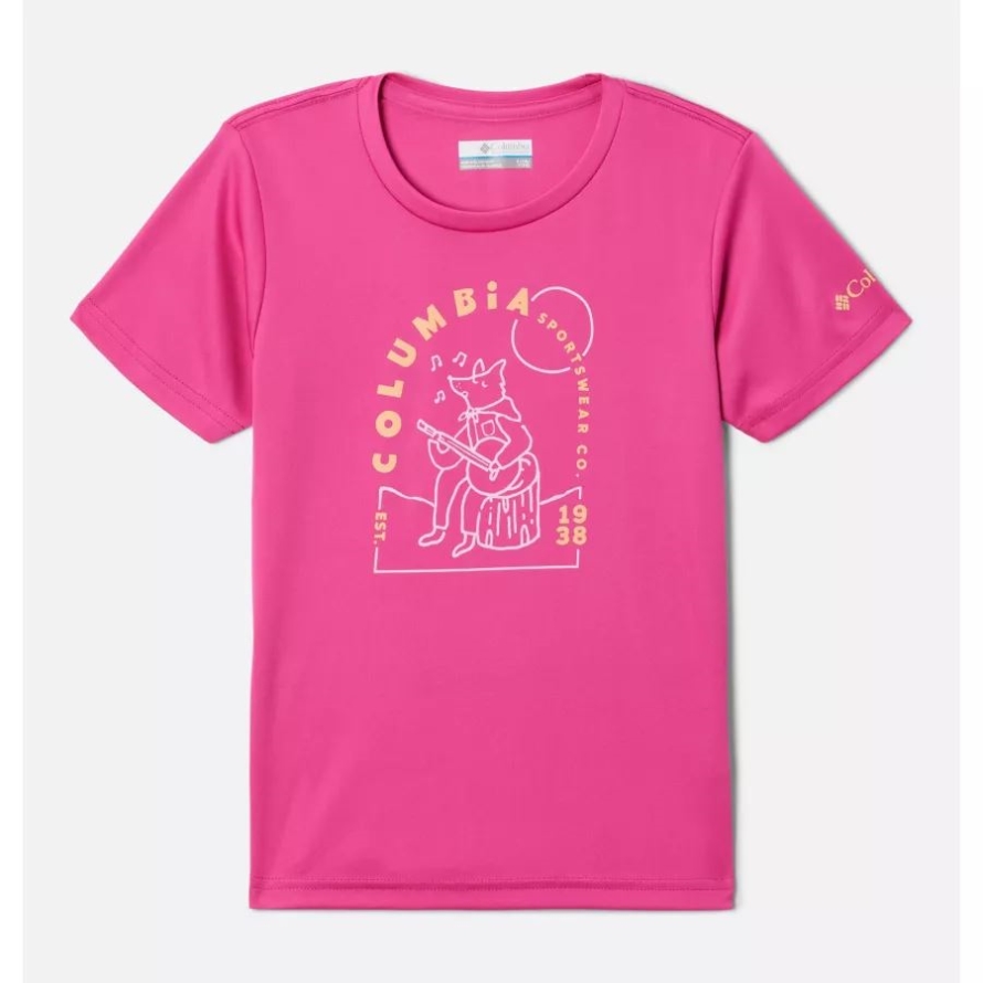 Pink Ice/Camp Tunes Graphic Columbia Girls' Mirror Creek Short Sleeve Graphic T-Shirt