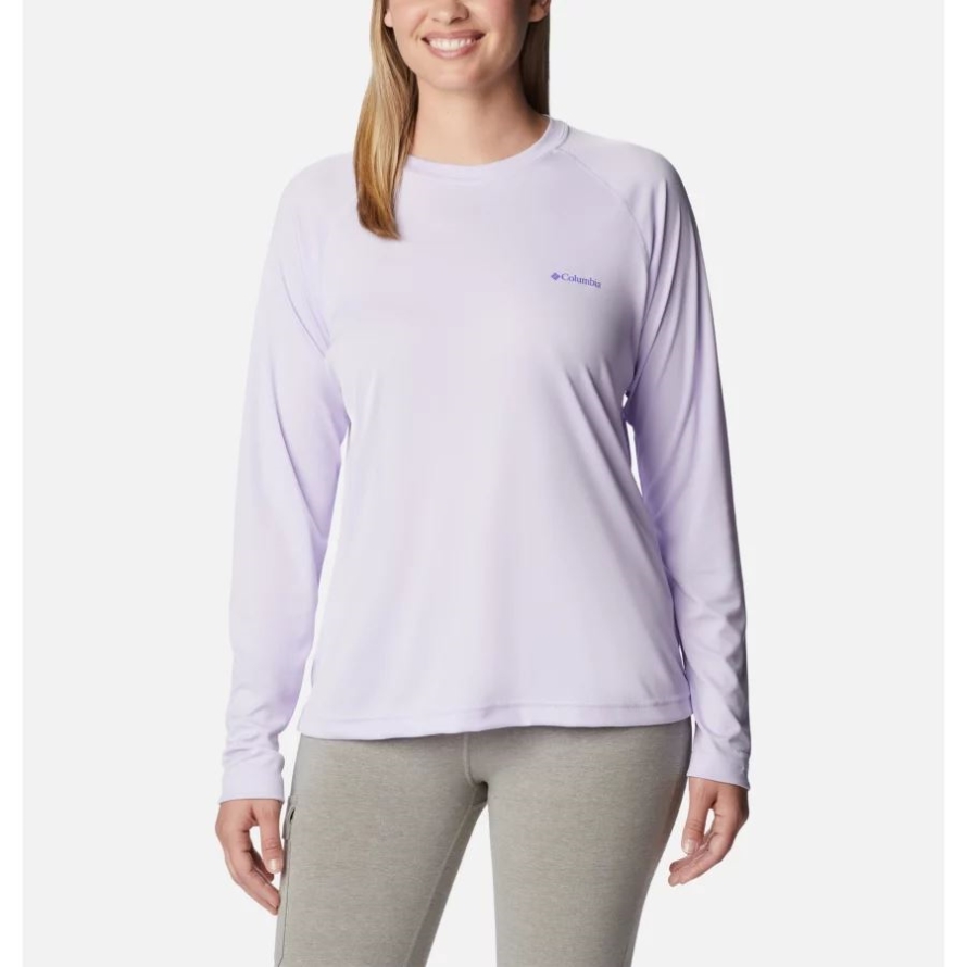 Purple Tint/Purple Lotus Graphic Columbia Women's Fork Stream Long Sleeve Shirt