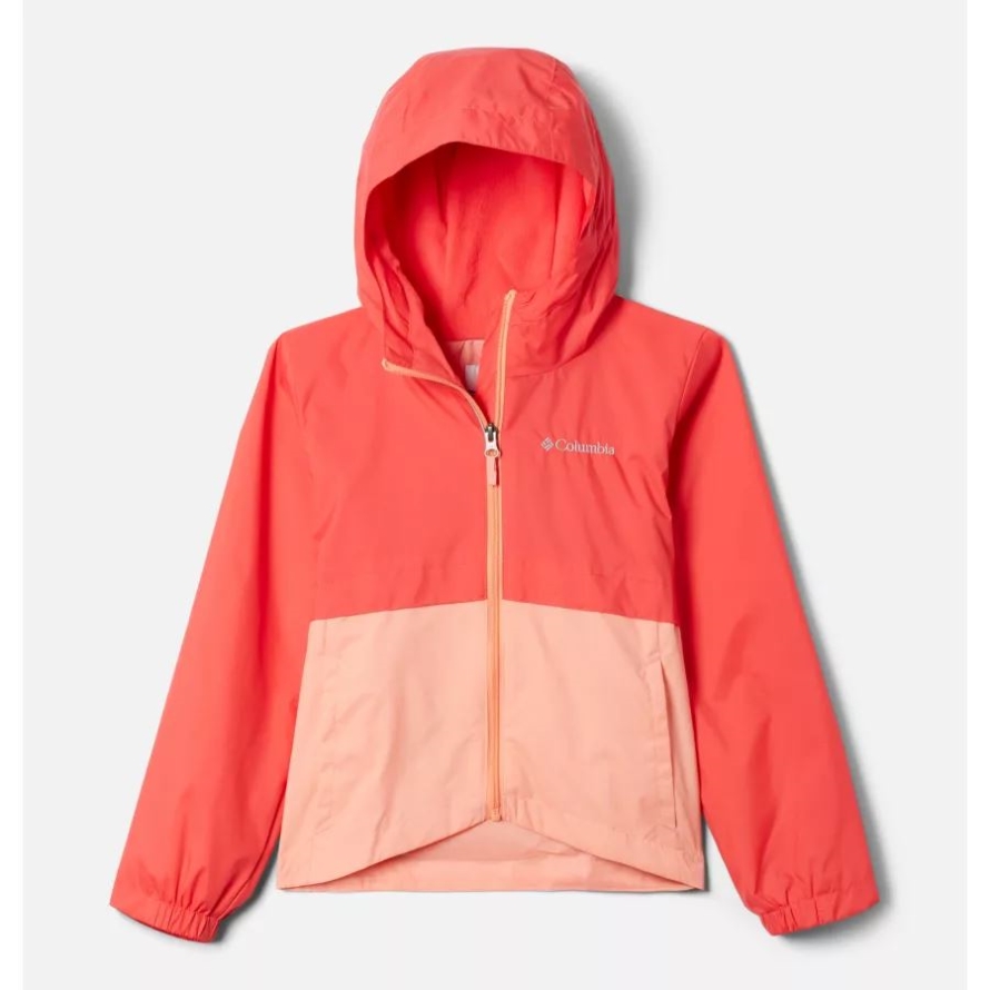 Red Hibiscus/Coral Reef Columbia Girls' Rain-Zilla Jacket
