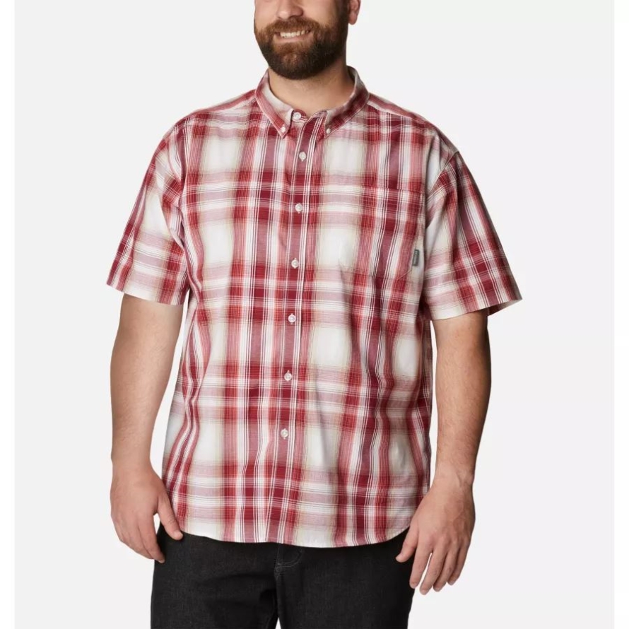 Red Jasper Ombre Plaid Columbia Men's Rapid Rivers II Short Sleeve Shirt Big