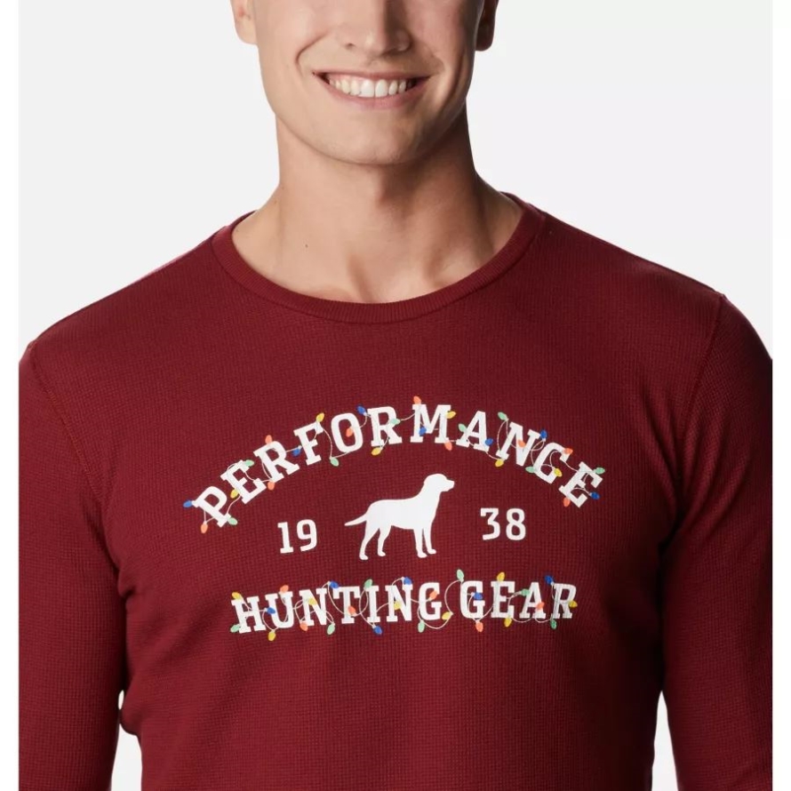 Red Jasper/White Holiday Men's PHG University Waffle Long Sleeve Shirt Columbia