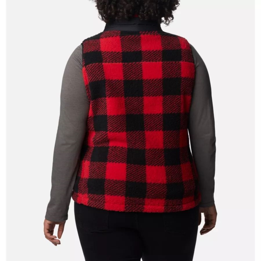 Red Lily Check Print Columbia Women's West Bend Vest Plus Size