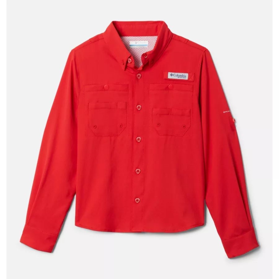 Red Spark Columbia Boys' PFG Tamiami Long Sleeve Shirt