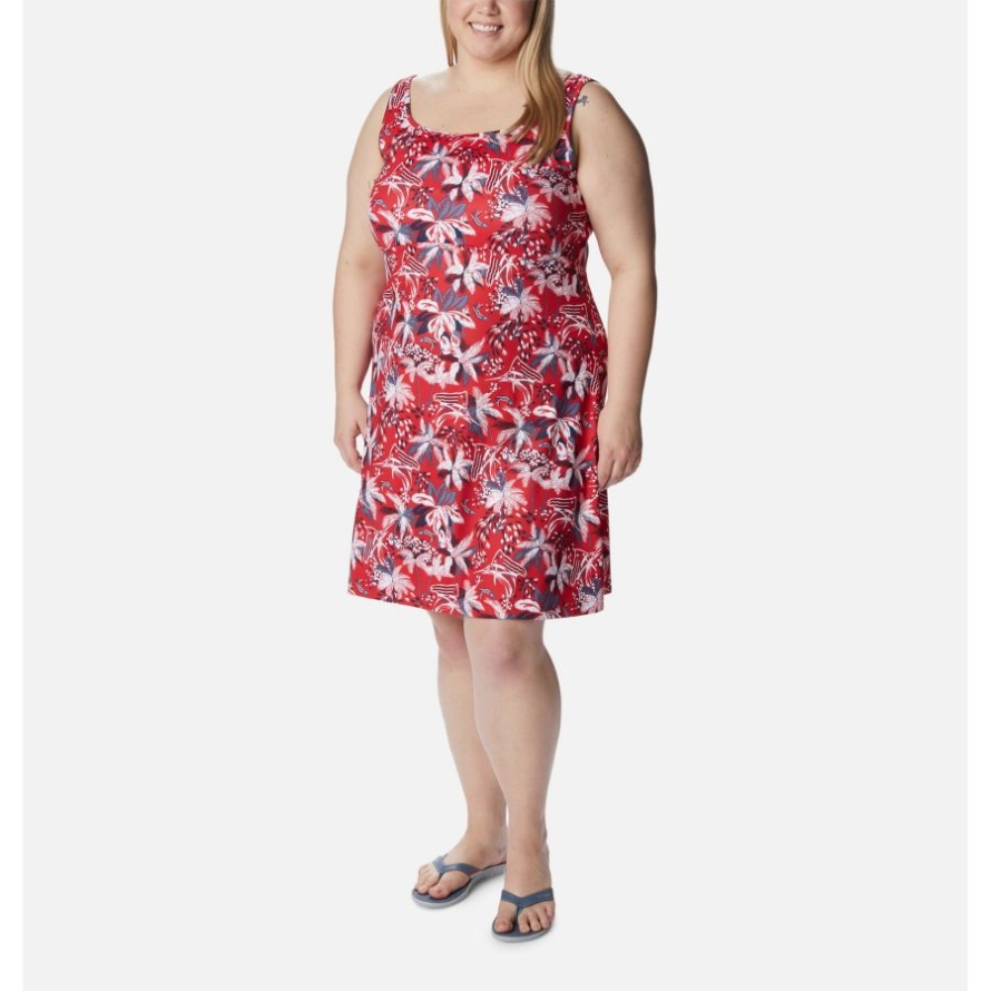 Red Spark Firework Fishin' Columbia Women's PFG Freezer III Dress Plus Size