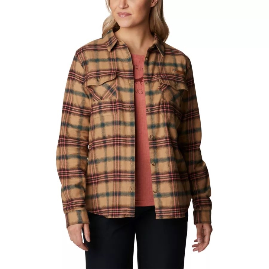 Sahara/Buckshot Tartan Women's PHG Roughtail Field Flannel II Columbia