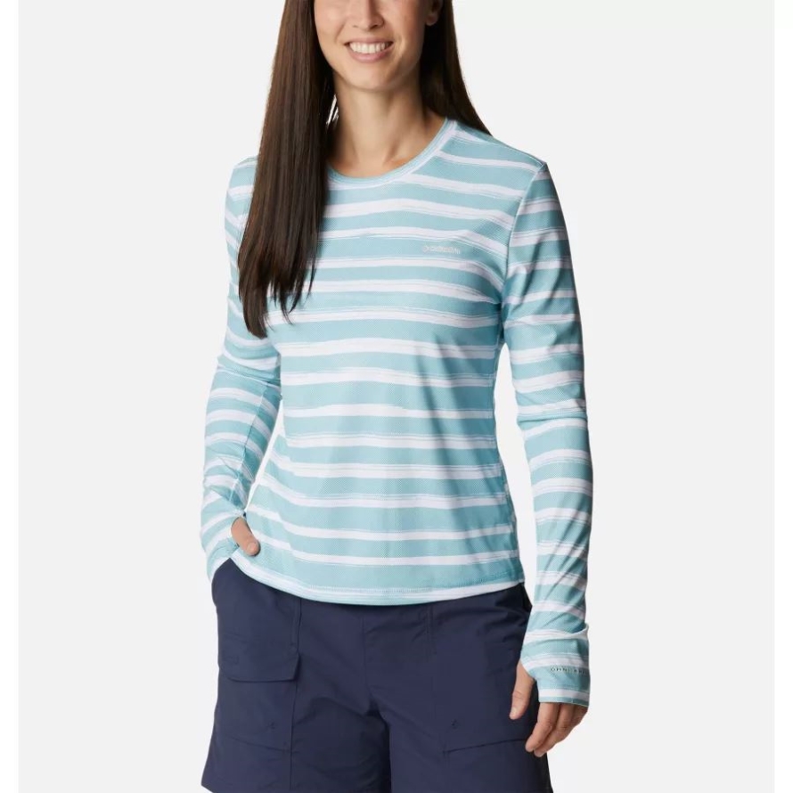 Sea Wave Brush Stripe Women's Sun Deflector Summerdry Long Sleeve Shirt Columbia