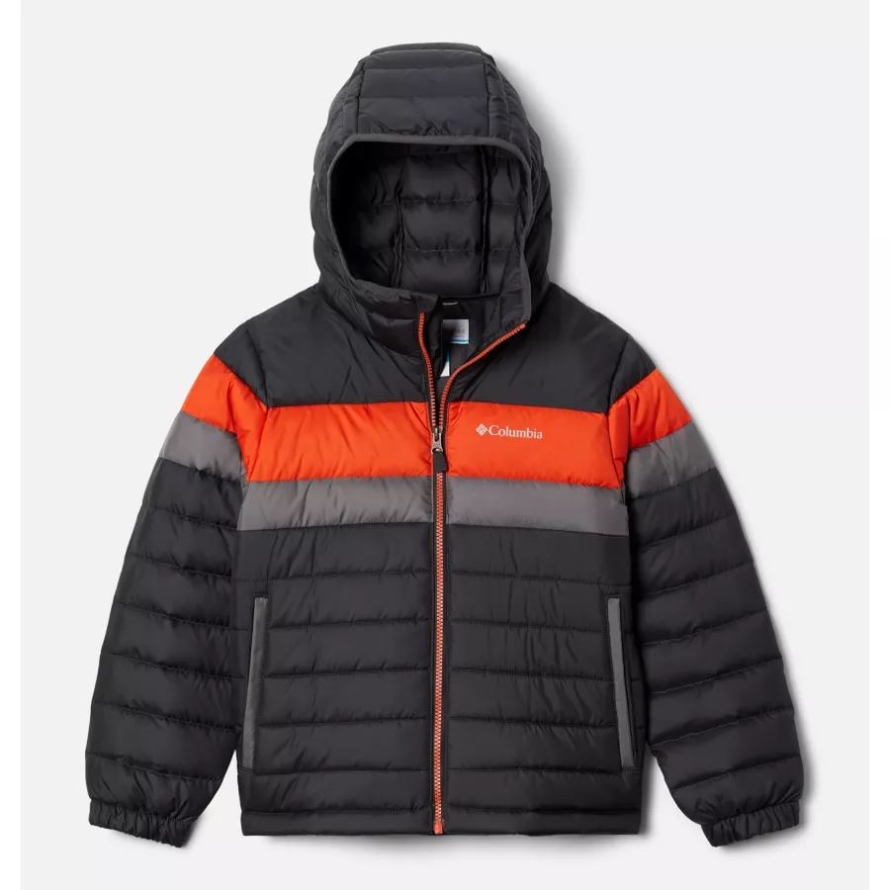 Shark/Red Quartz/City Grey Boys' Tumble Rock Down Hooded Jacket Columbia