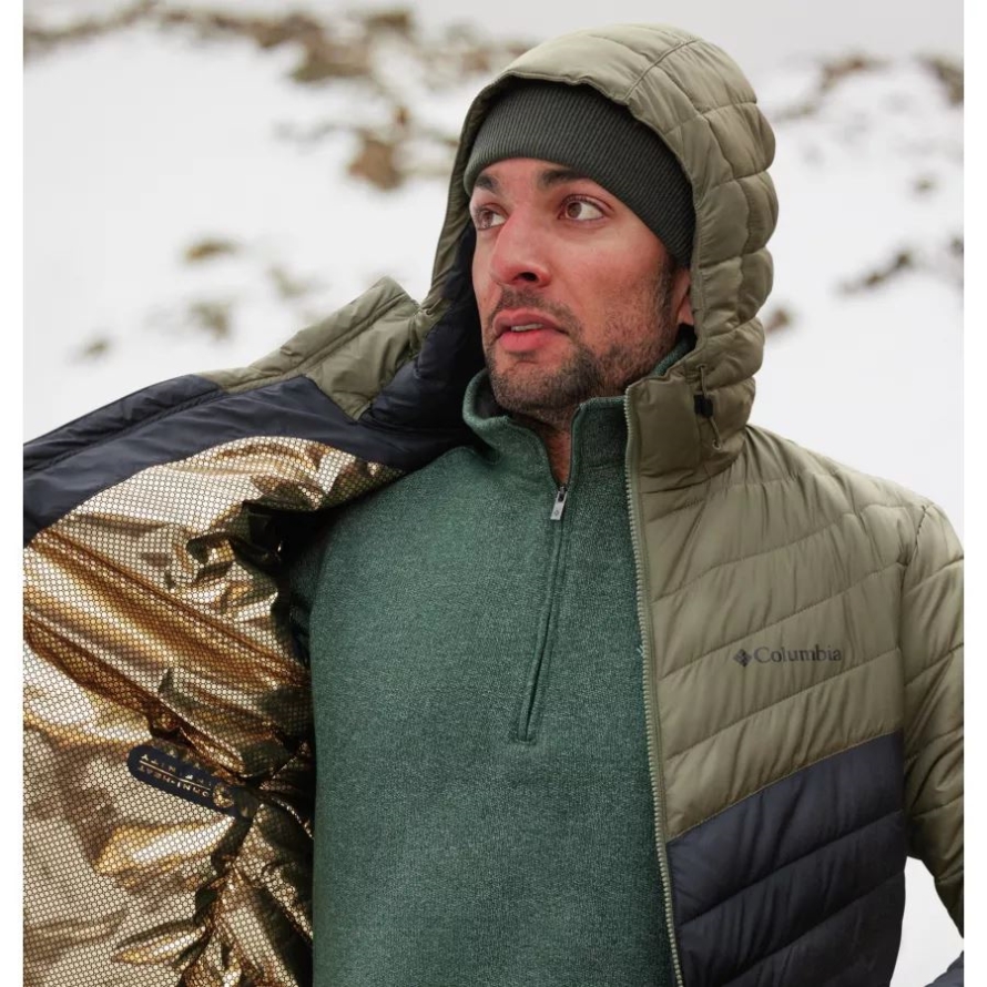 Shark/Stone Green Columbia Men's Eddie Gorge Omni-Heat Infinity Hooded Jacket