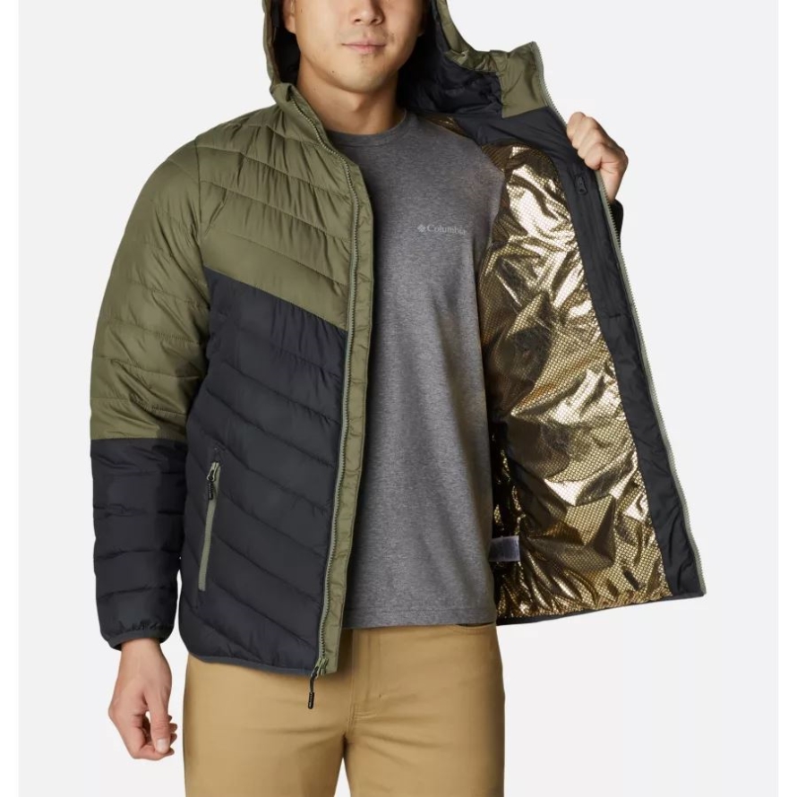 Shark/Stone Green Columbia Men's Eddie Gorge Omni-Heat Infinity Hooded Jacket