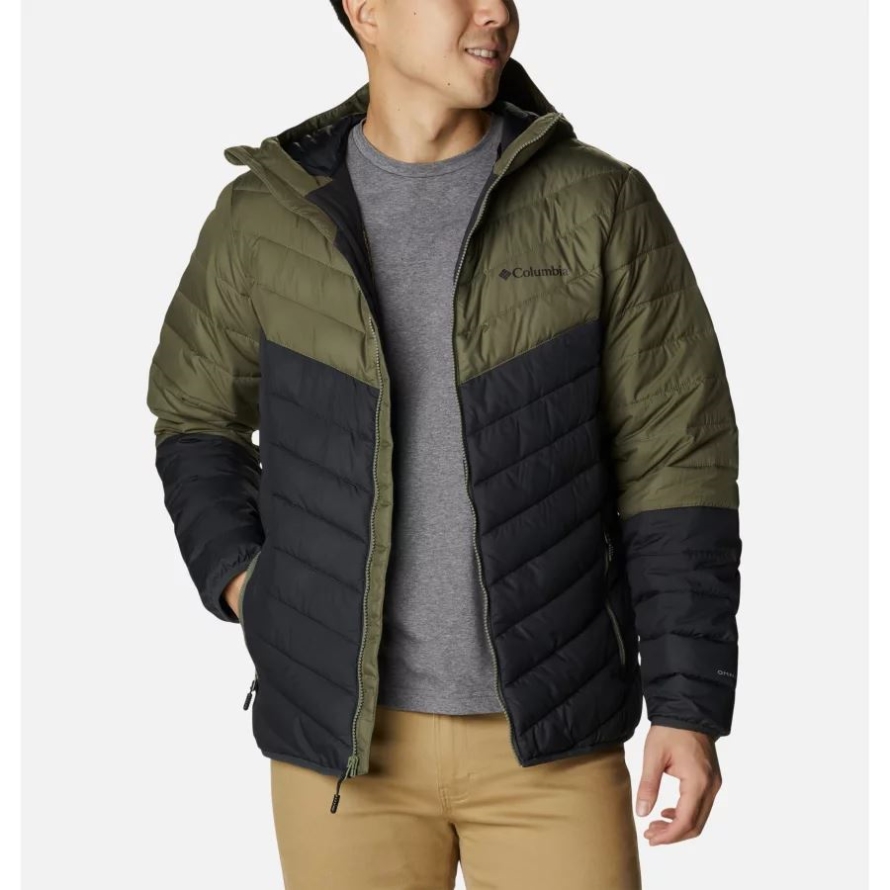 Shark/Stone Green Columbia Men's Eddie Gorge Omni-Heat Infinity Hooded Jacket