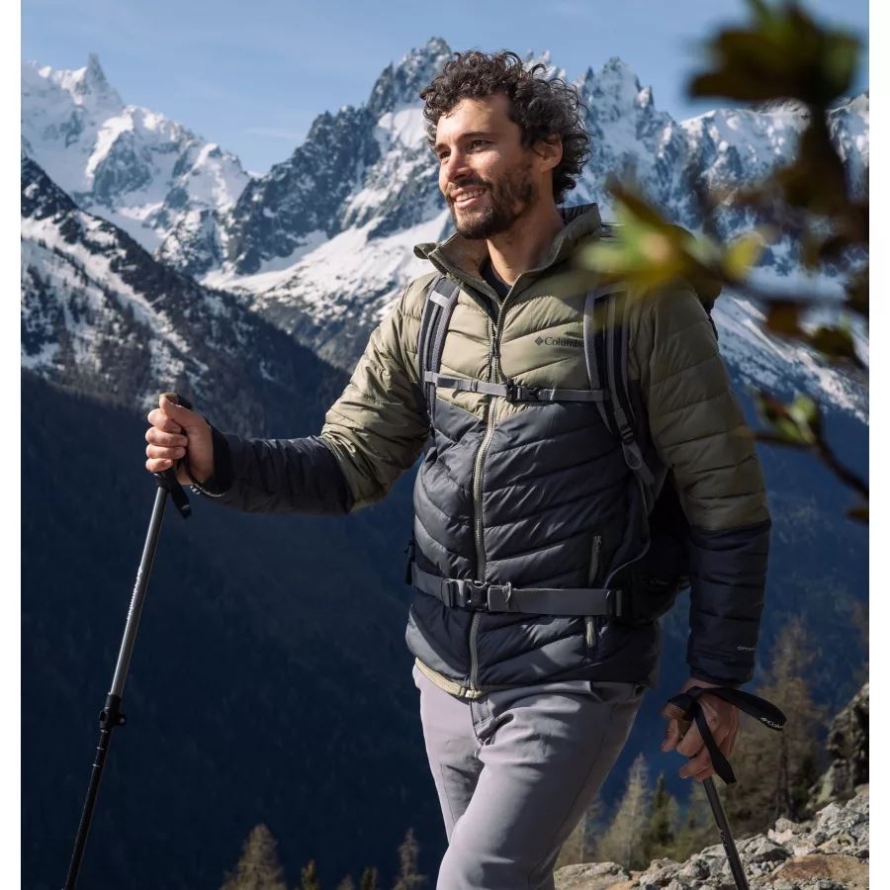 Shark/Stone Green Columbia Men's Eddie Gorge Omni-Heat Infinity Hooded Jacket
