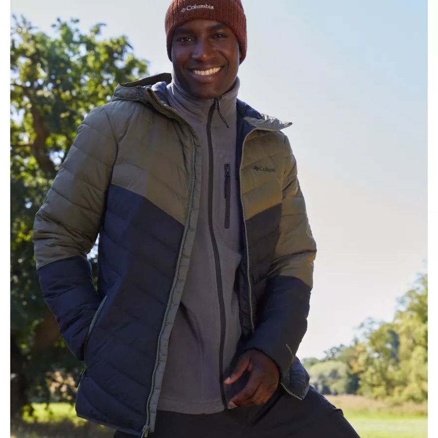 Shark/Stone Green Columbia Men's Eddie Gorge Omni-Heat Infinity Hooded Jacket