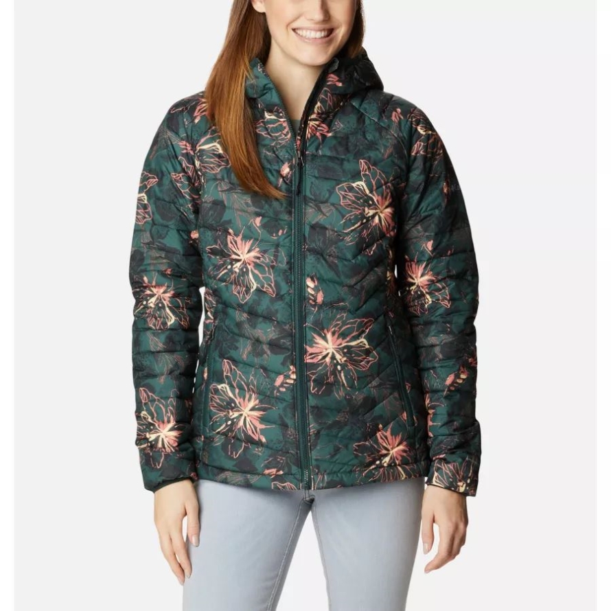 Spruce Aurelian Print Women's Powder Lite Insulated Hooded Jacket Columbia