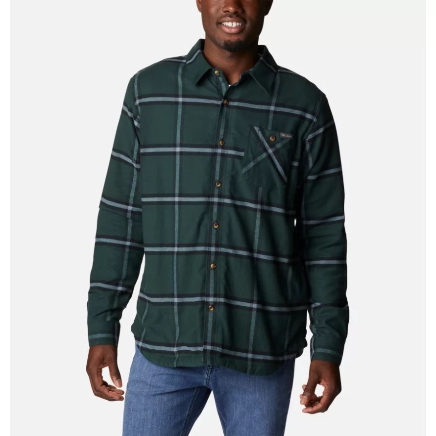 Spruce Windowpane Columbia Men's Cornell Woods Fleece Lined Flannel Shirt