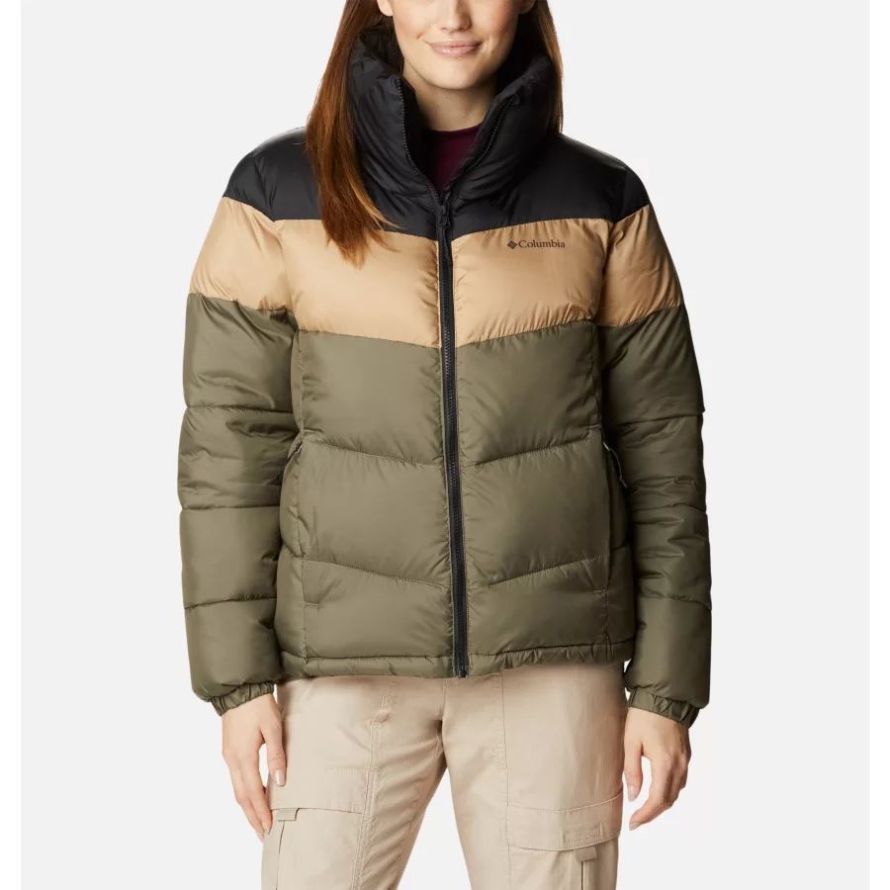 Stone Green/Beach/Black Columbia Women's Puffect Colourblock Puffer Jacket