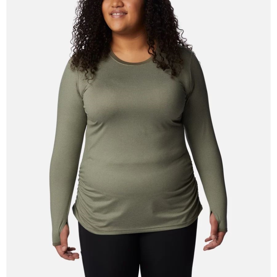 Stone Green Columbia Women's Leslie Falls Long Sleeve Shirt Plus Size