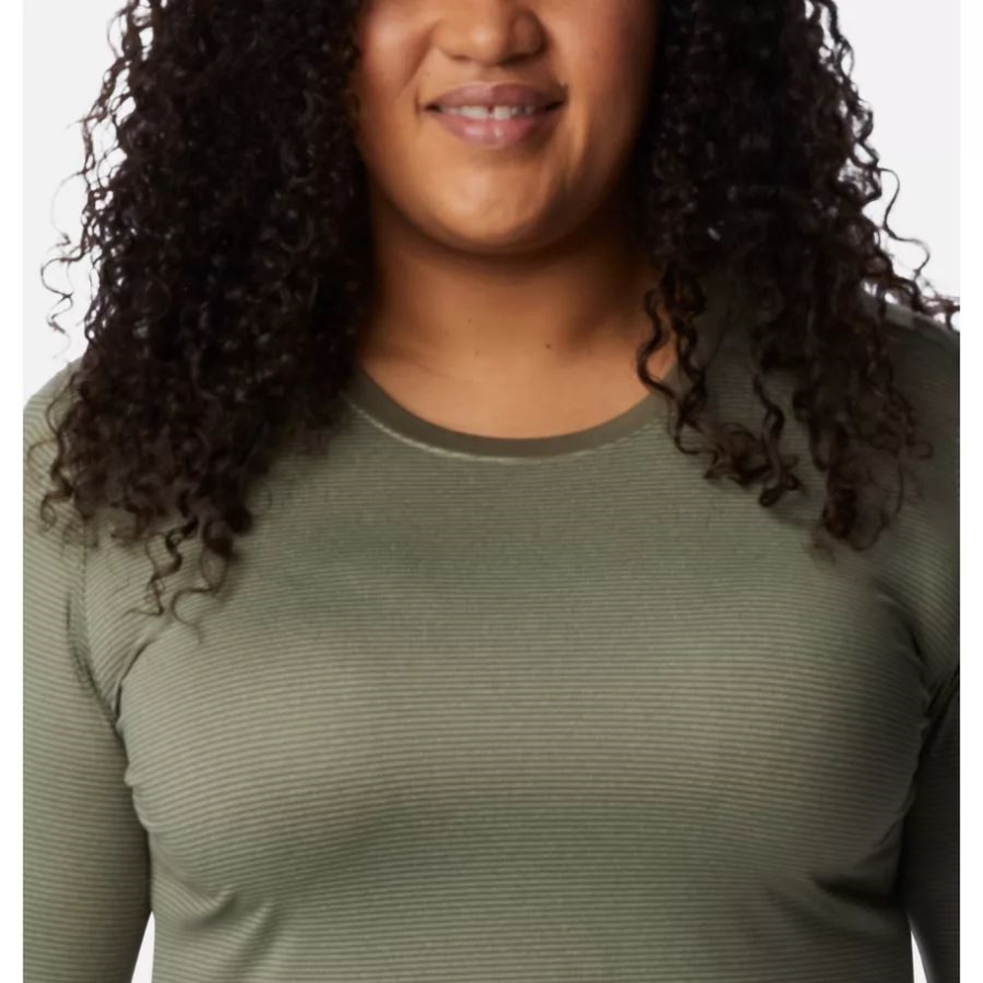 Stone Green Columbia Women's Leslie Falls Long Sleeve Shirt Plus Size