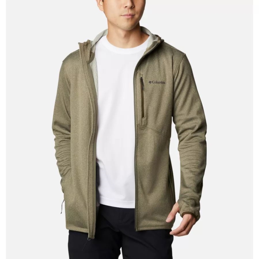 Stone Green Heather/Olive Green Men's Park View Full Zip Fleece Hoodie Columbia