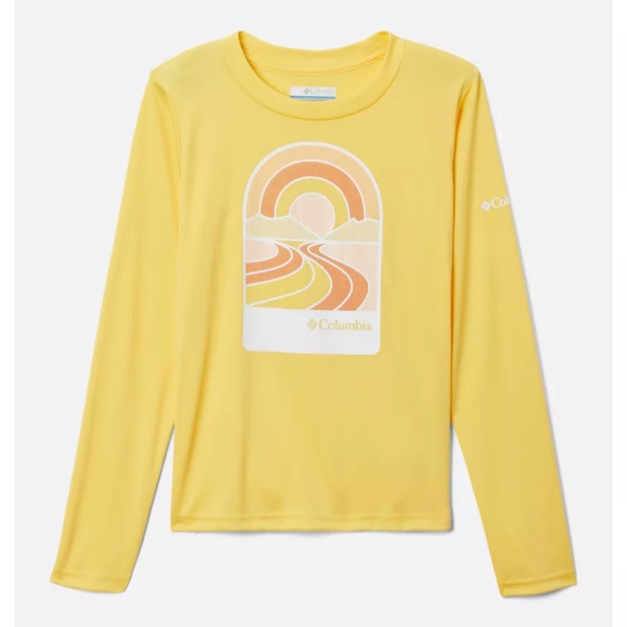 Sun Glow/Suntrek Trails II Columbia Girls' Mirror Rock Long Sleeve Graphic Shirt