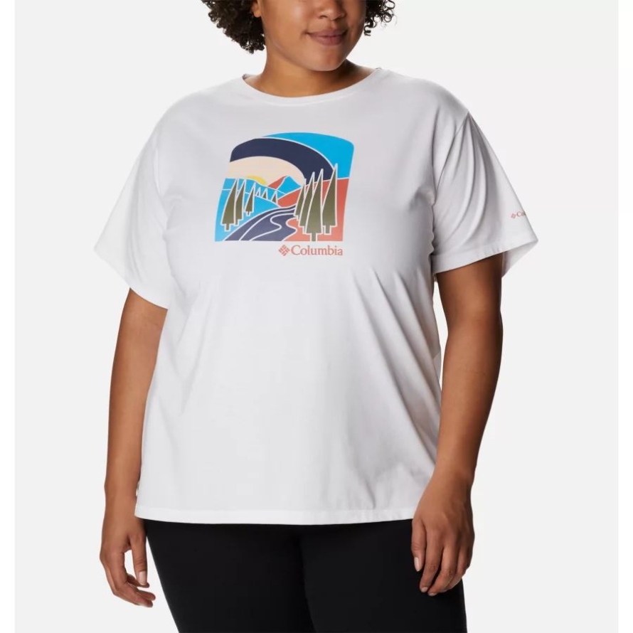 Sun Trek Graphic Tee II Plus Size Columbia White/Suntrek Hills