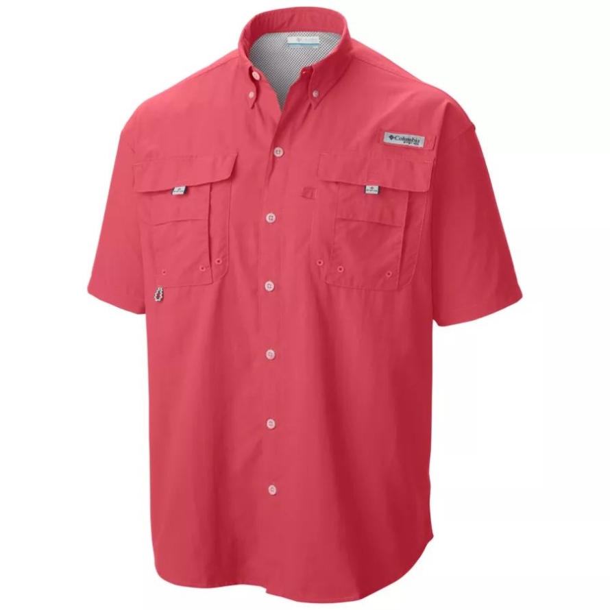Sunset Red Men's PFG Bahama II Short Sleeve Shirt Tall Columbia