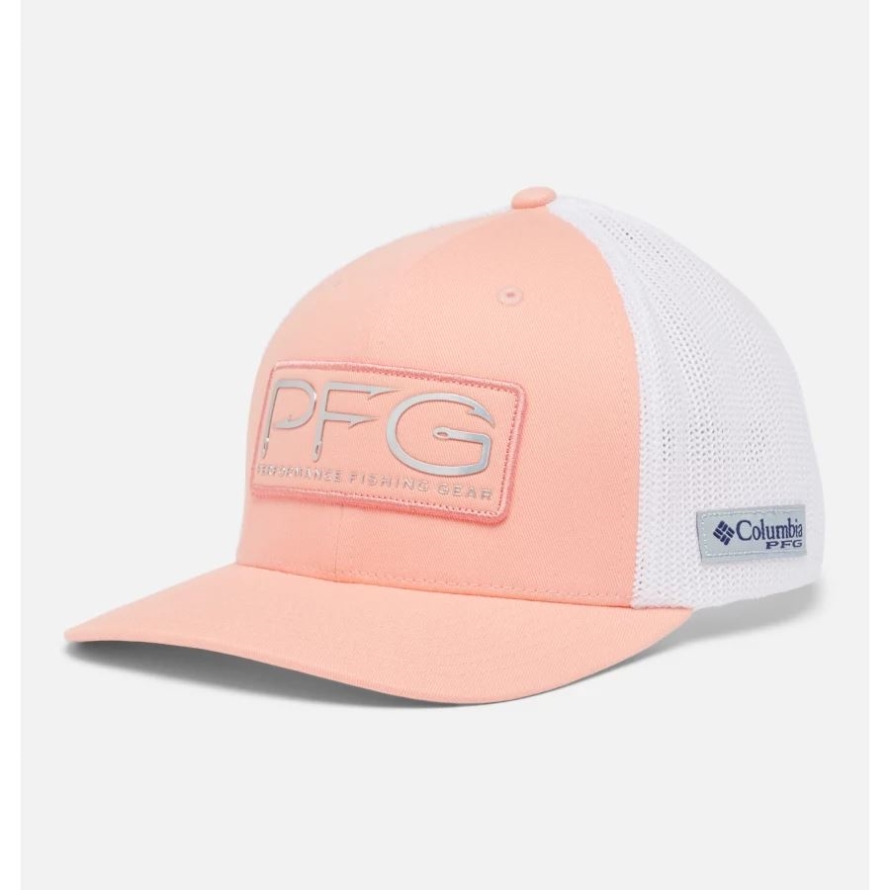 Tiki Pink/Silver PFG Hooks Mesh Ball Cap High Crown Columbia