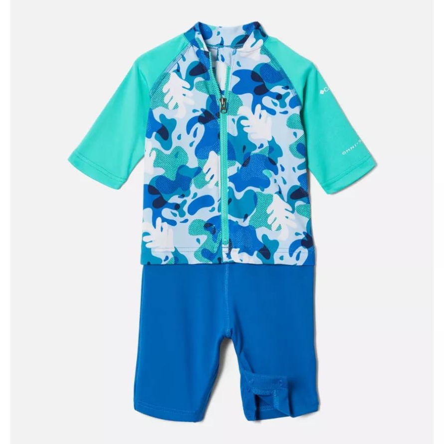 Toddlers' Sandy Shores Suit Columbia Deep Marine Splash Camo/Elctrc Turq