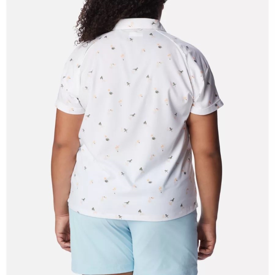 White/Baja Blitz Columbia Women's Silver Ridge Utility Short Sleeve Shirt Plus