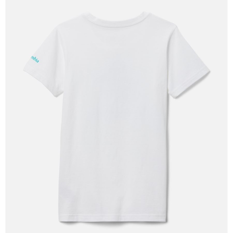 White/CSC Stacked Banded Graphic Girls' Mission Lake Short Sleeve Graphic T-Shirt Columbia