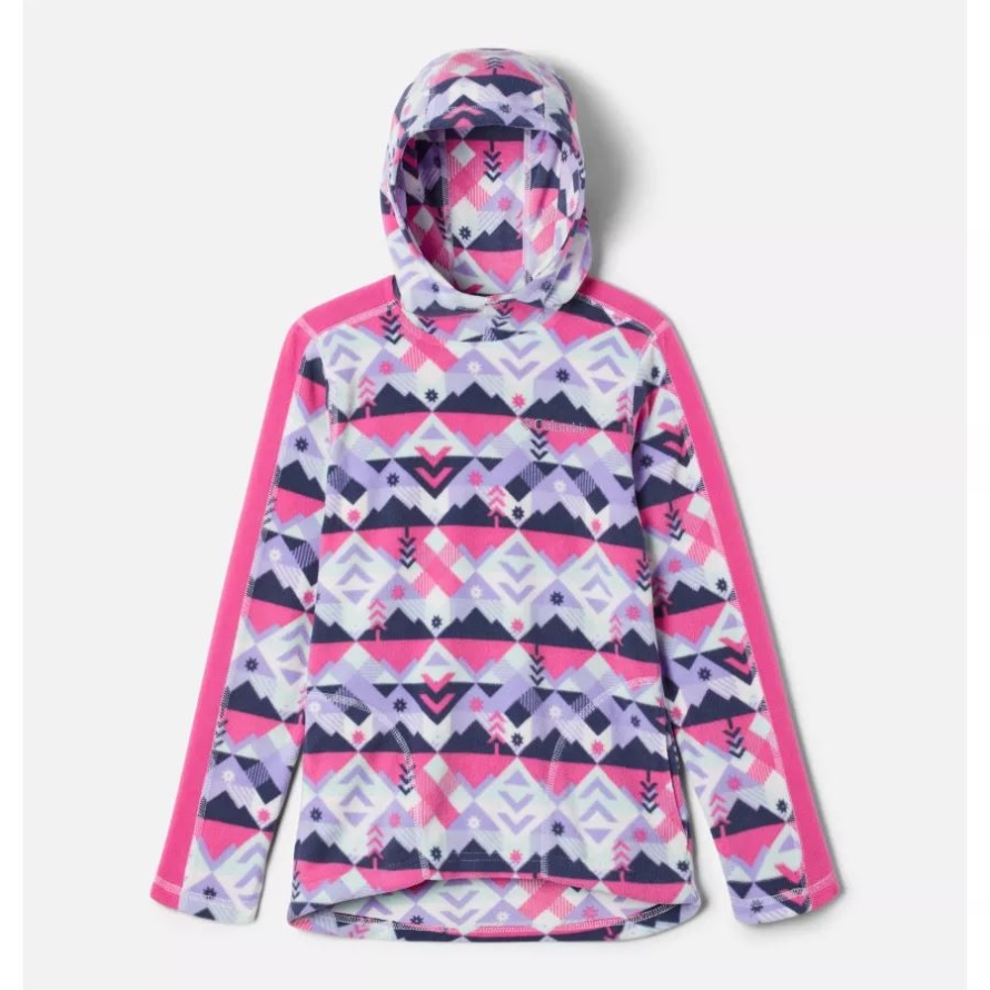 White Checkpoint/Pink Ice Columbia Girls' Glacial Hoodie