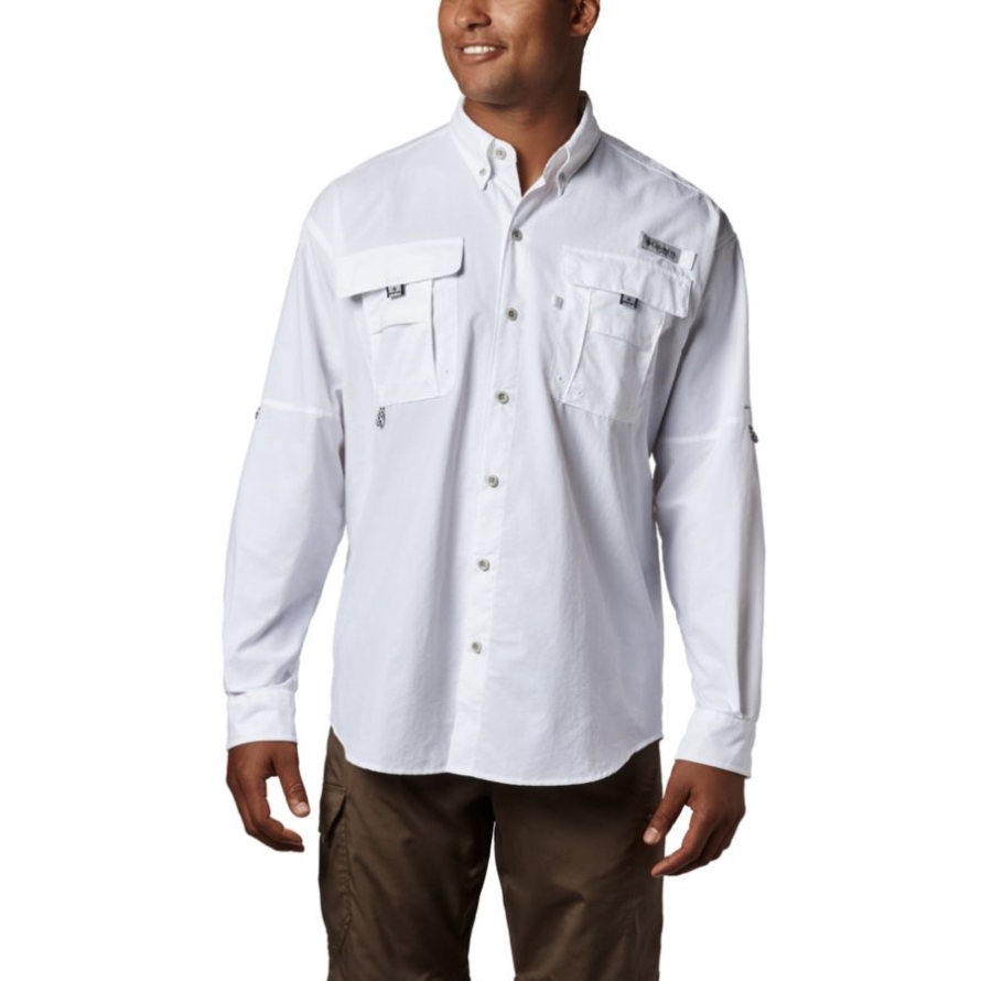 White Columbia Men's PFG Bahama II Long Sleeve Shirt