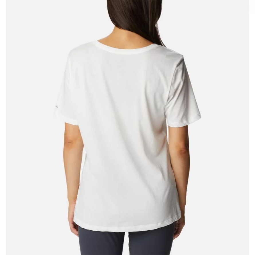 White/Jubilant Escape Graphic Columbia Women's Bluebird Day Relaxed V-Neck Shirt